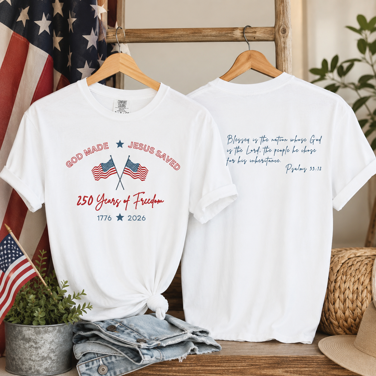 God Made • Jesus Saved | 250 Years of Freedom - Bella + Canvas 6110C Women’s 6 oz Heavyweight Tee