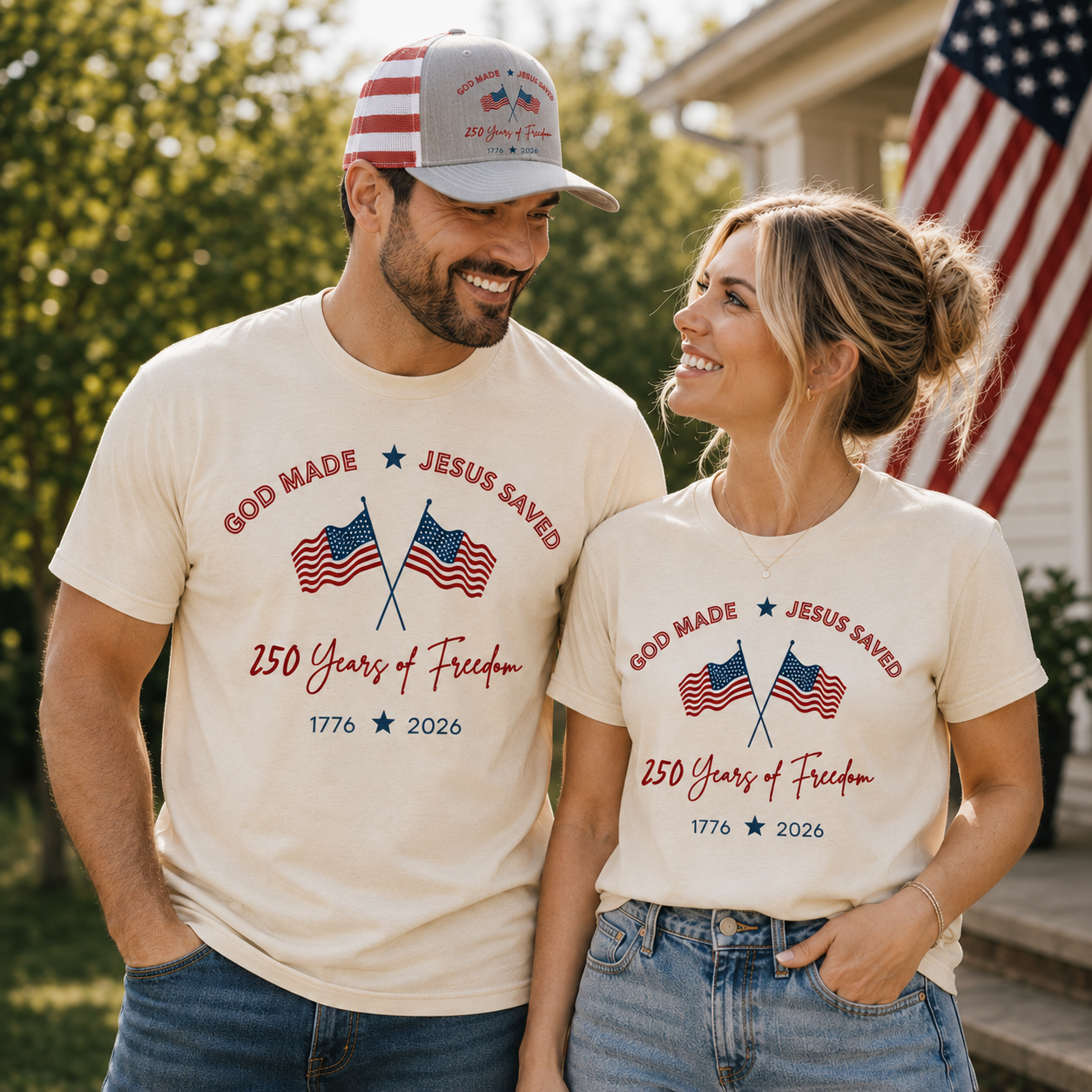 God Made • Jesus Saved | 250 Years of Freedom - Gildan Softstyle Tee